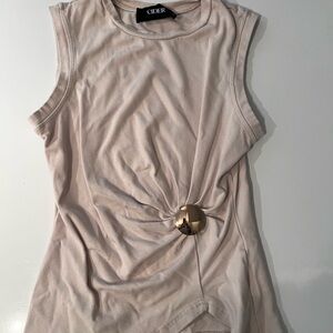 Cider Beige Muscle Tee with Metallic Detail